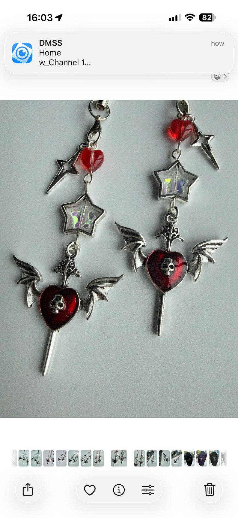 Handmade Cute Dark Gothic Phone Charm Beadsbylillixx
