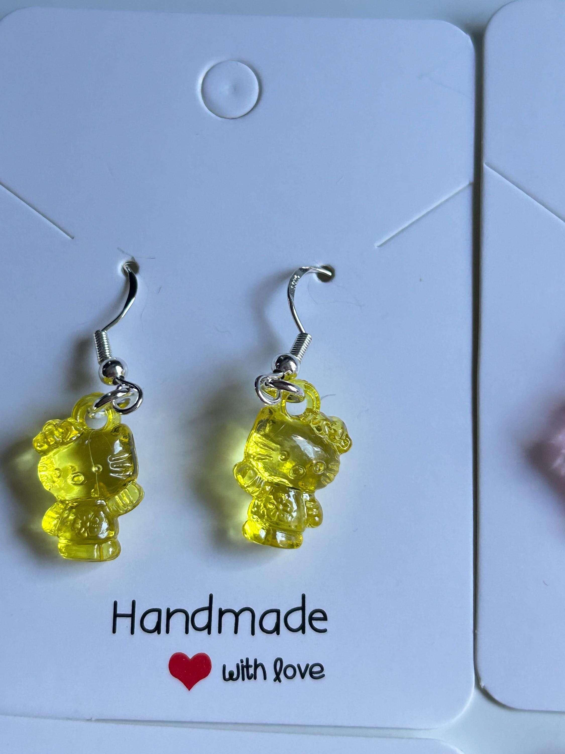 Handmade Cute Hello kitty Themed Sterling Silver Earrings - Beadsbylillixx