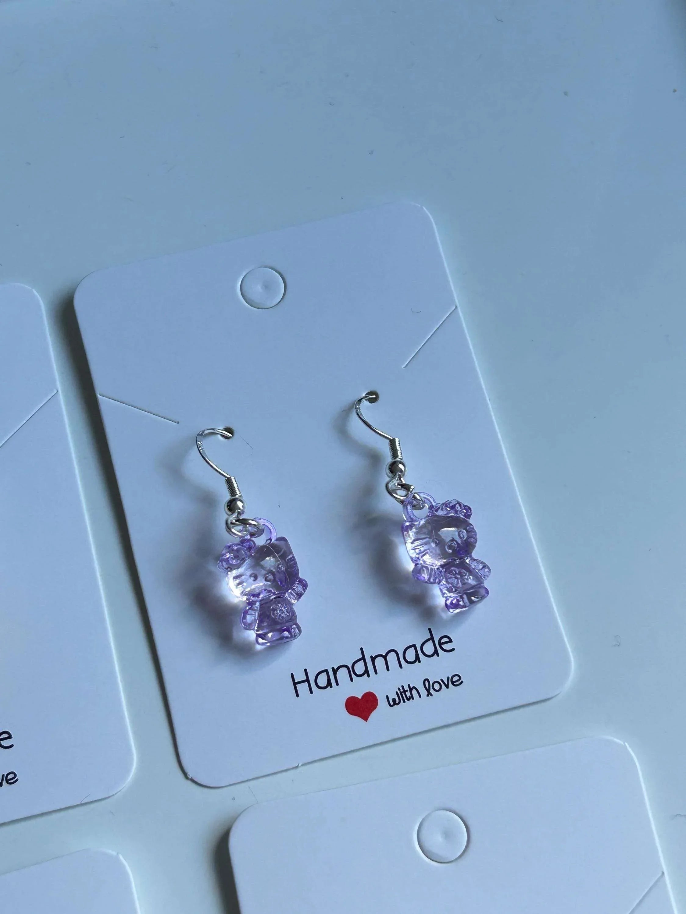 Handmade Cute Hello kitty Themed Sterling Silver Earrings - Beadsbylillixx