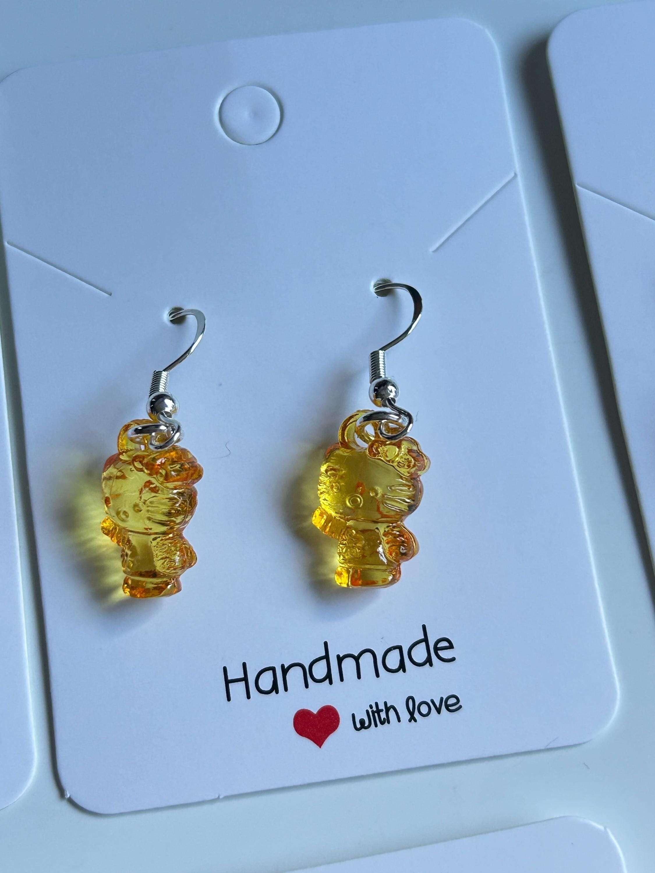 Handmade Cute Hello kitty Themed Sterling Silver Earrings - Beadsbylillixx