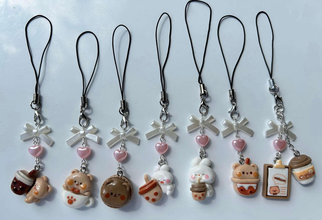 HANDMADE Cute Kawaii Boba Tea Bunny and Bears Phone Charms - Beadsbylillixx