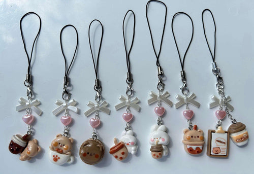 HANDMADE Cute Kawaii Boba Tea Bunny and Bears Phone Charms - Beadsbylillixx