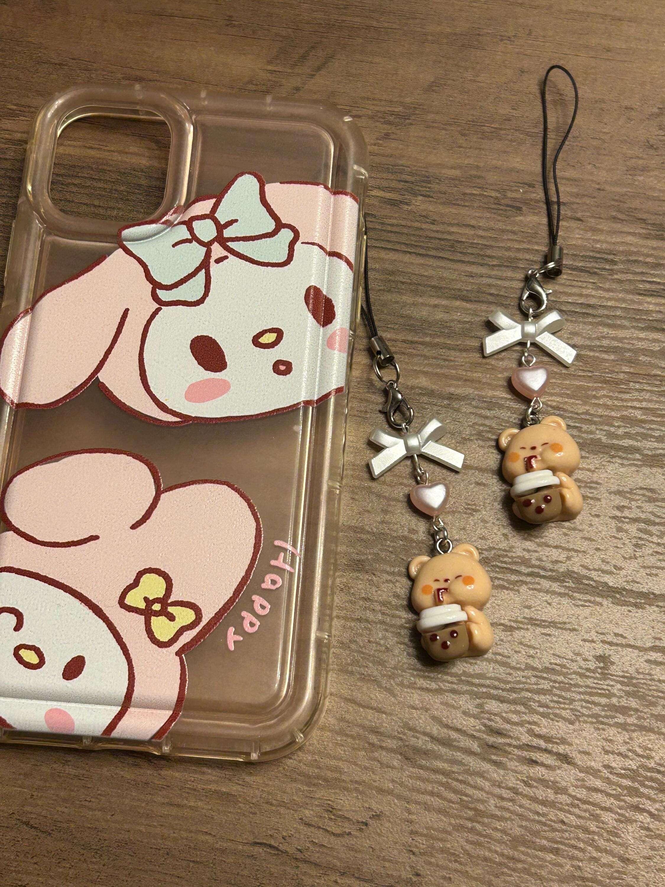 HANDMADE Cute Kawaii Boba Tea Bunny and Bears Phone Charms - Beadsbylillixx