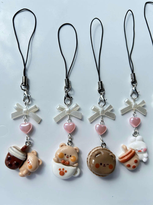 HANDMADE Cute Kawaii Boba Tea Bunny and Bears Phone Charms - Beadsbylillixx