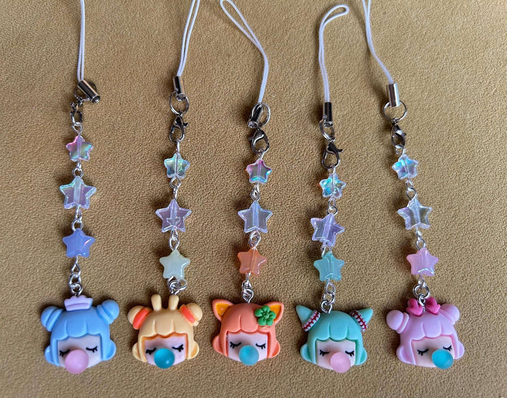 HANDMADE Cute Kawaii Bubblegum Girl Phone Charms - Beadsbylillixx