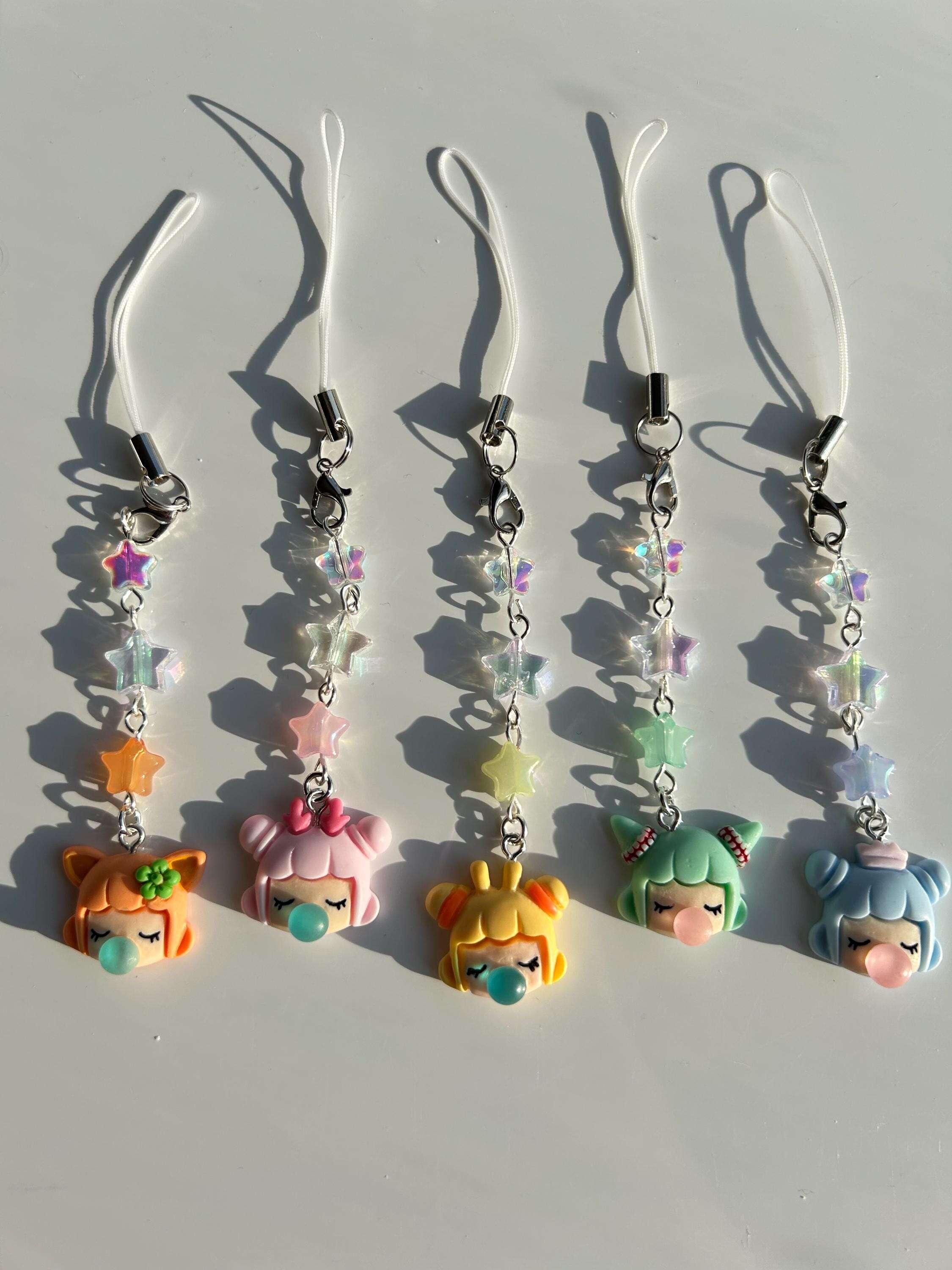 HANDMADE Cute Kawaii Bubblegum Girl Phone Charms - Beadsbylillixx