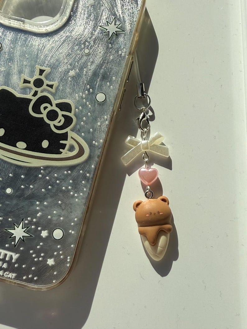 Handmade Cute Kawaii Choco Bunny and Bear Ice Cream Phone Charms Beadsbylillixx