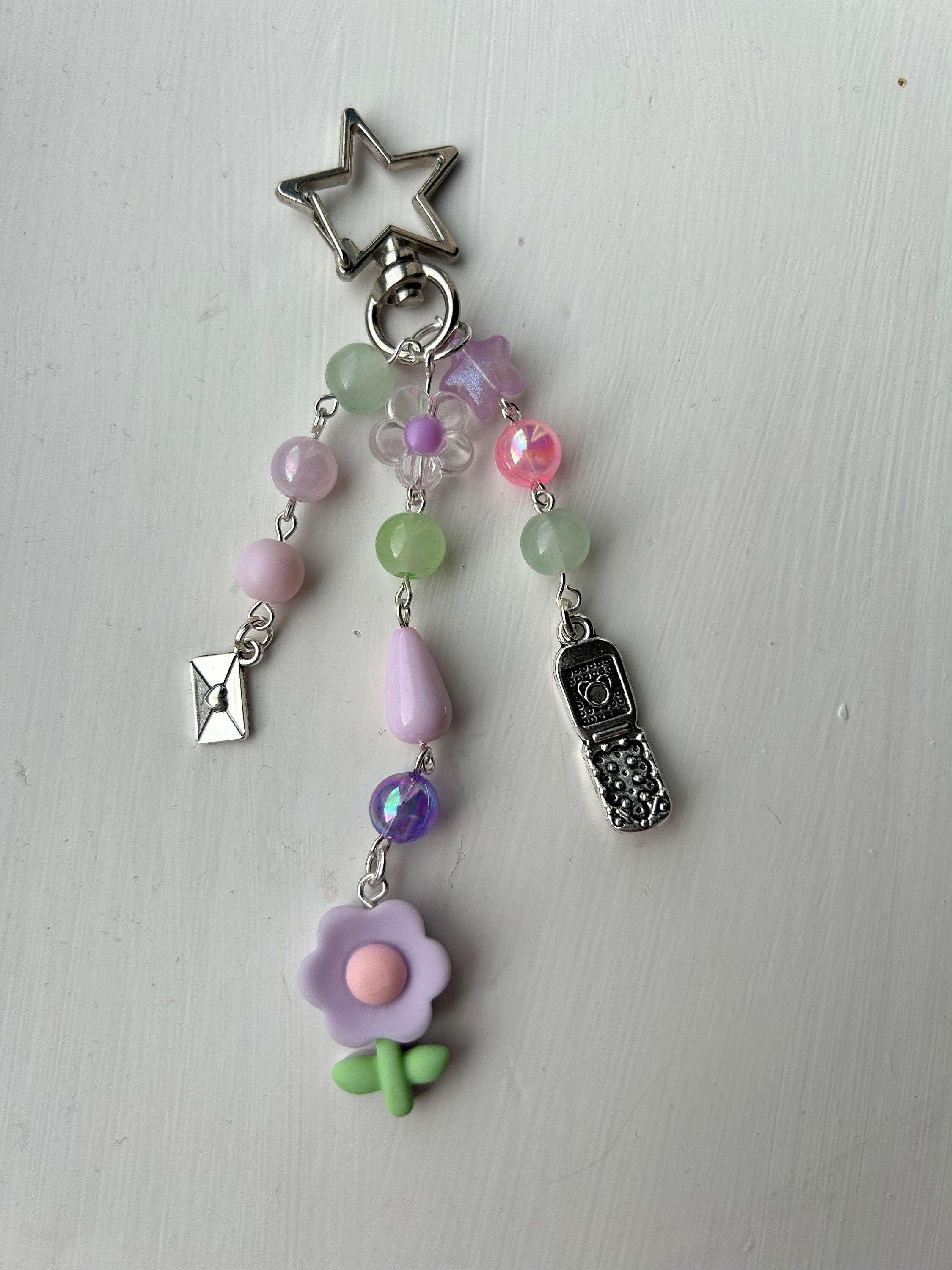 HANDMADE Cute Kawaii Lilac Flower Keychain - Beadsbylillixx