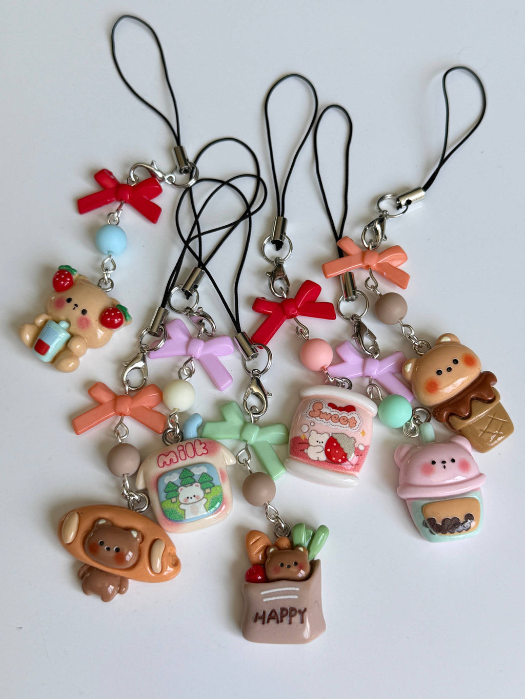 Handmade Cute Kawaii Snack Time bear Phone Charms Beadsbylillixx
