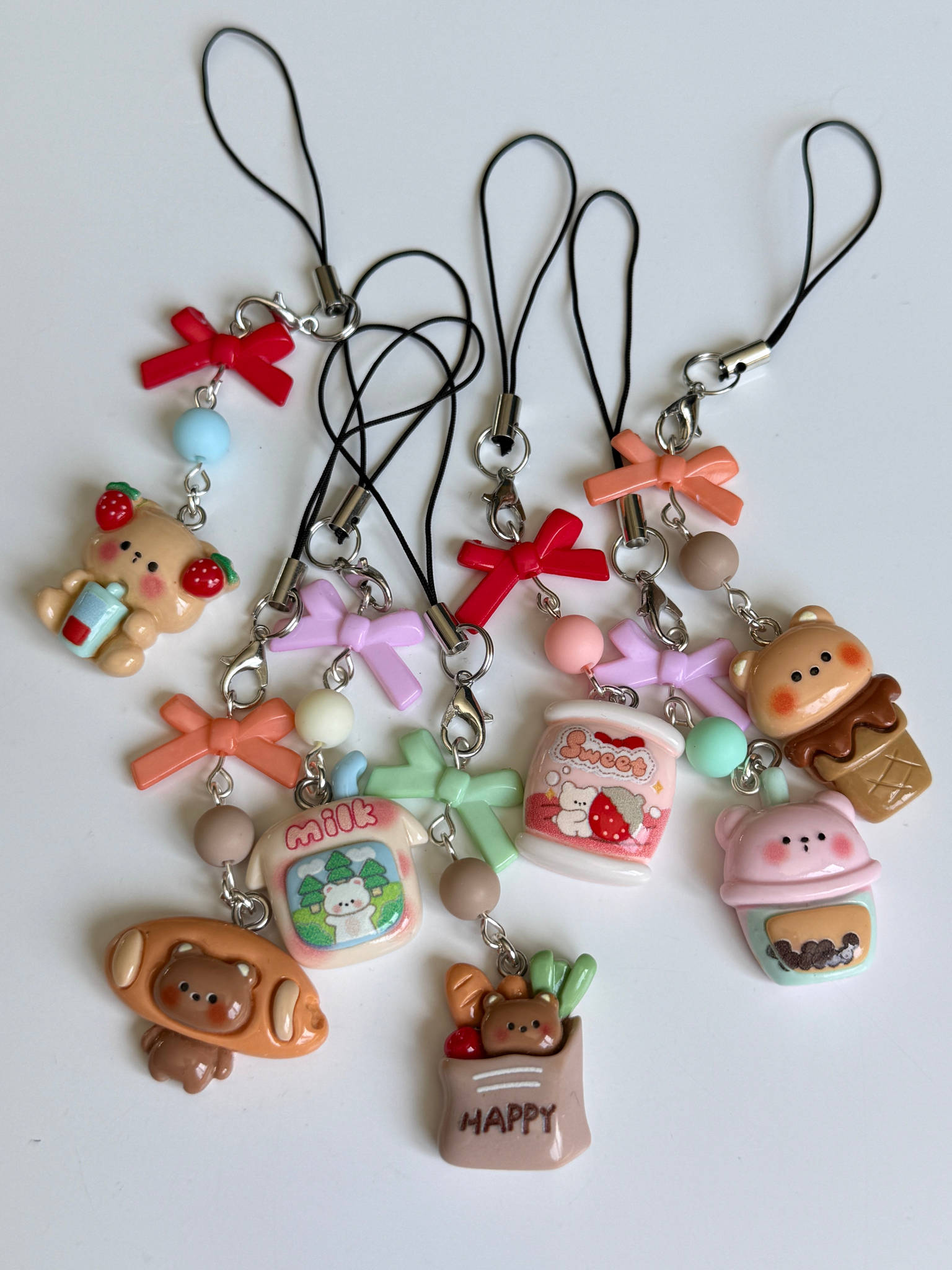 Handmade Cute Kawaii Snack Time bear Phone Charms Beadsbylillixx