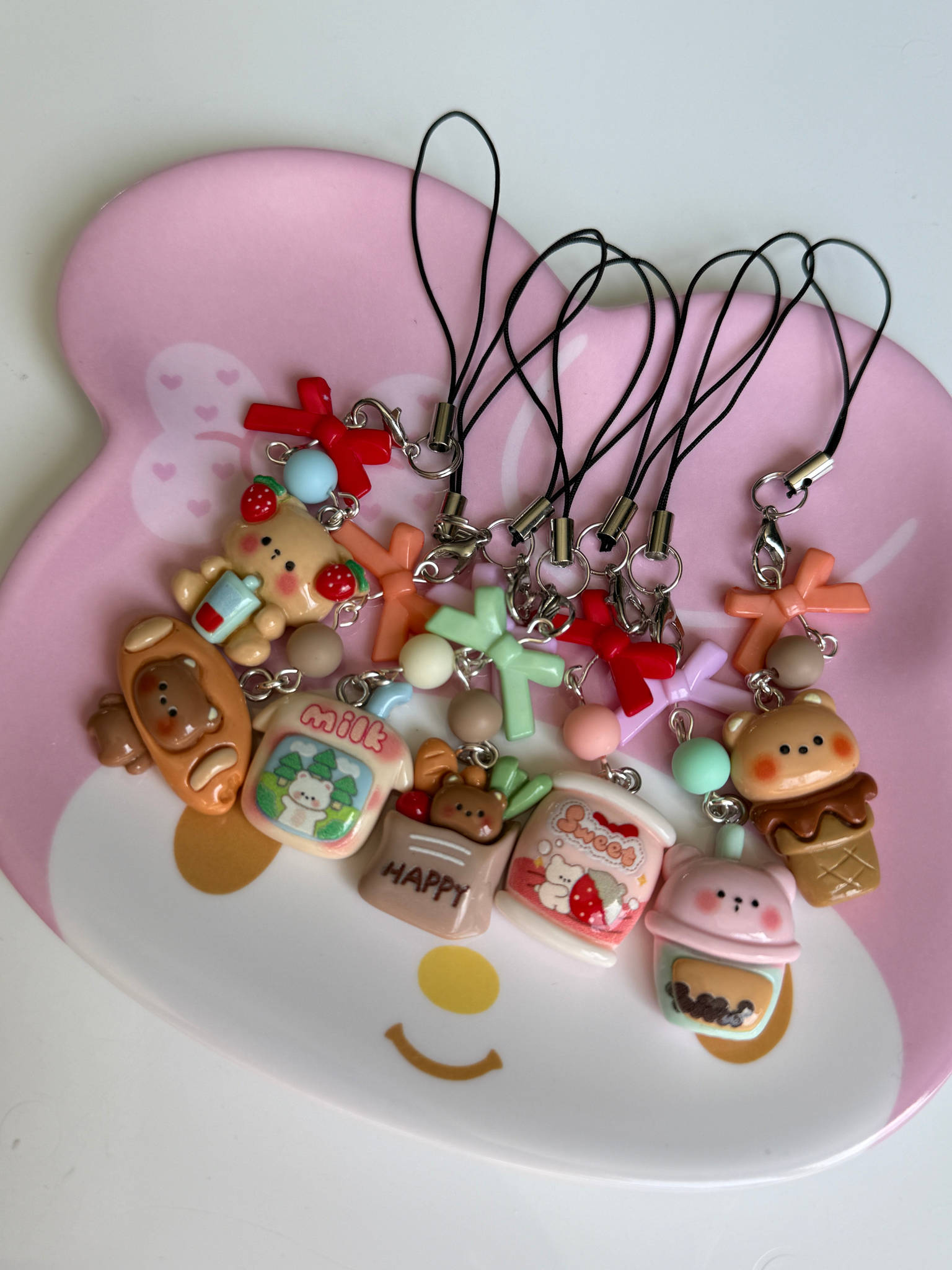 Handmade Cute Kawaii Snack Time bear Phone Charms Beadsbylillixx