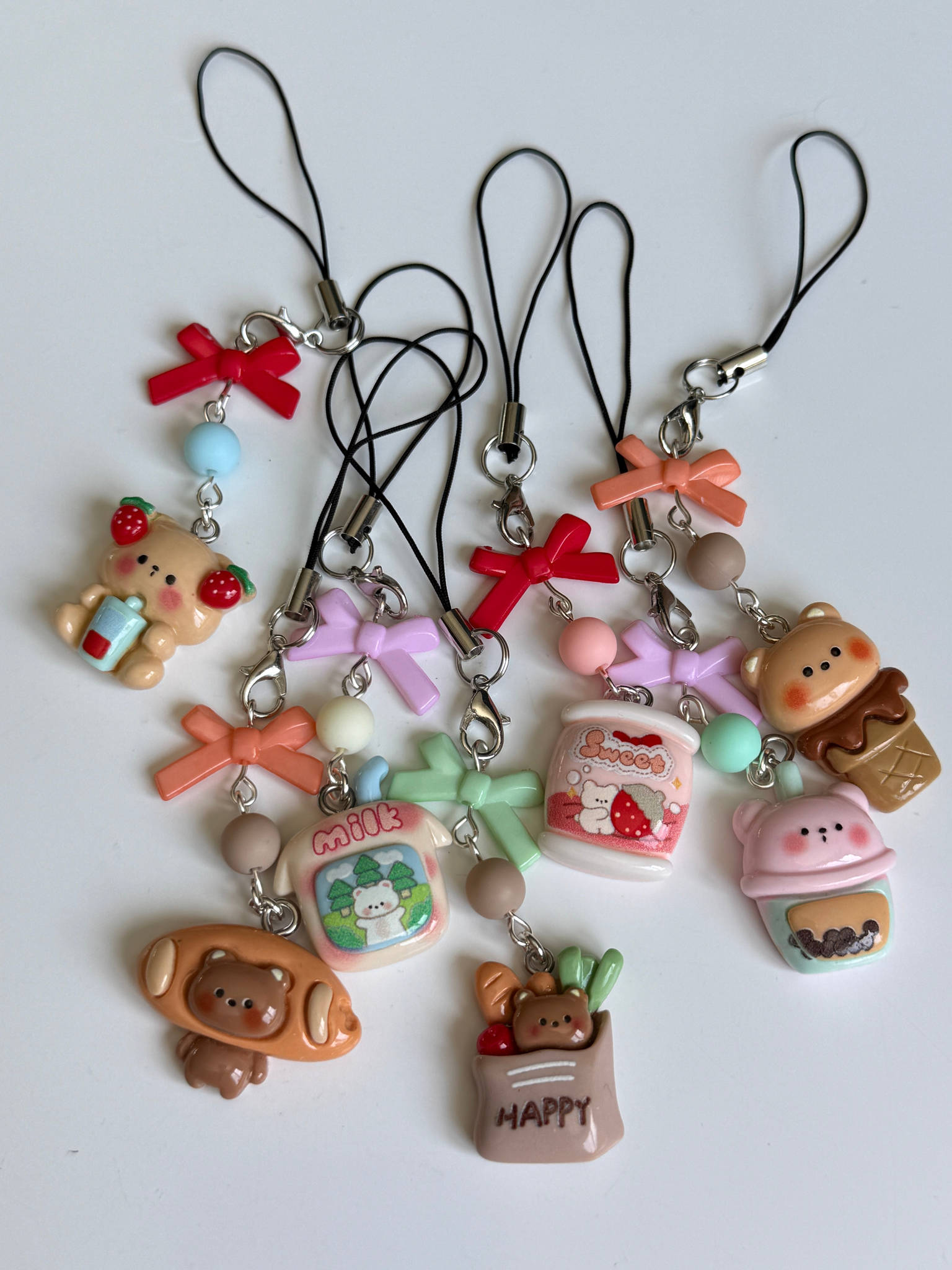 Handmade Cute Kawaii Snack Time bear Phone Charms Beadsbylillixx