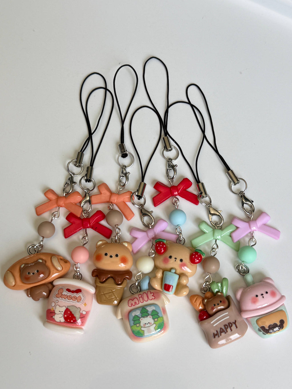 Handmade Cute Kawaii Snack Time bear Phone Charms Beadsbylillixx