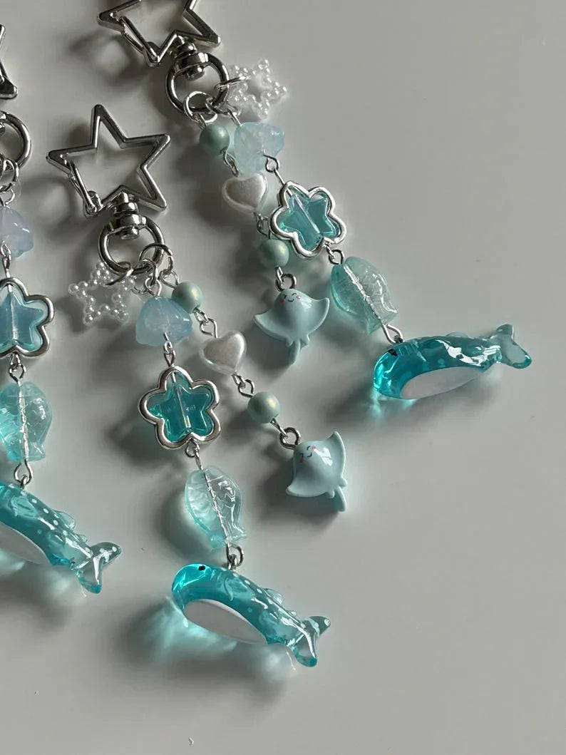 Handmade Cute Kawaii whale shark keychain Beadsbylillixx