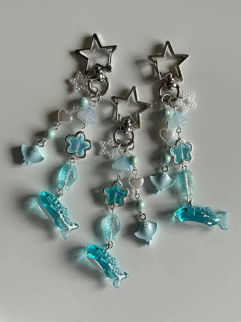 Handmade Cute Kawaii whale shark keychain Beadsbylillixx