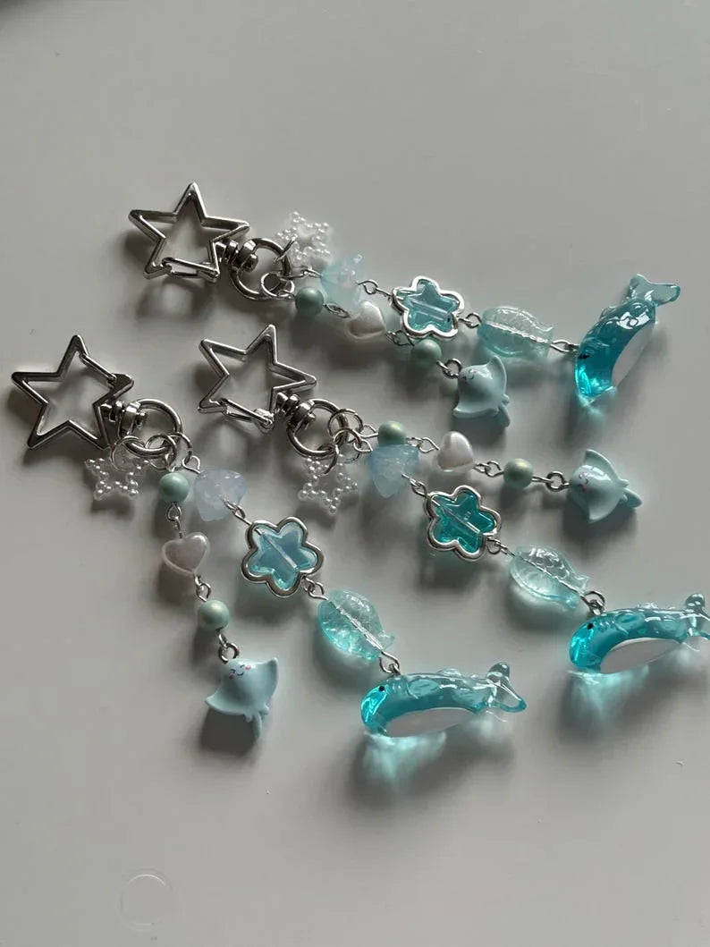 Handmade Cute Kawaii whale shark keychain Beadsbylillixx
