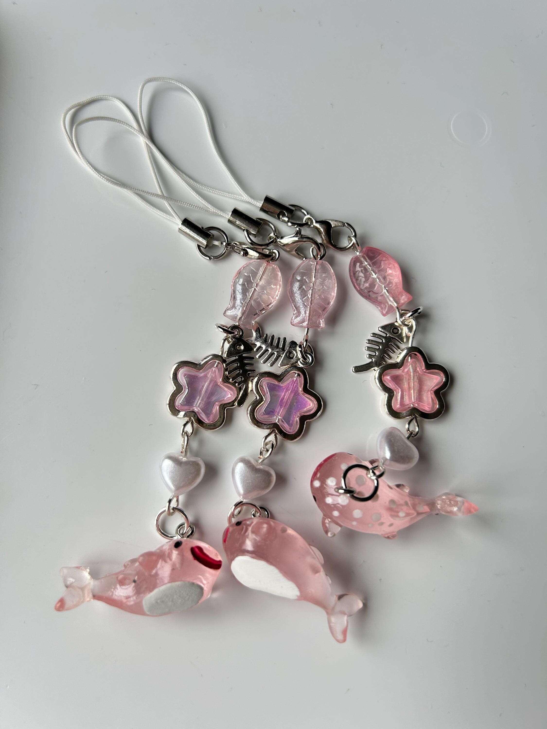 HANDMADE Cute New Pink Kawaii Whale Shark Phone Charms - Beadsbylillixx