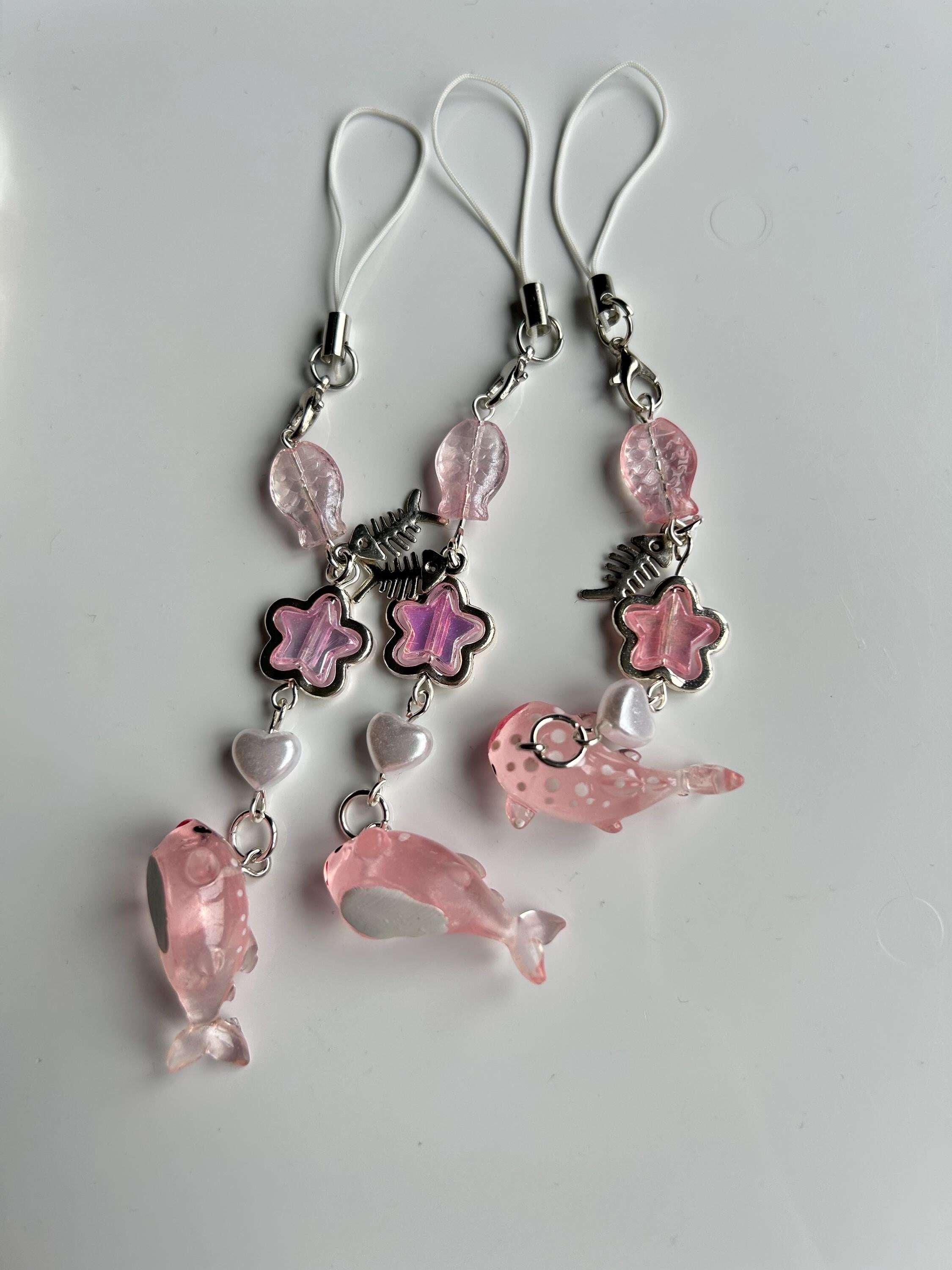 HANDMADE Cute New Pink Kawaii Whale Shark Phone Charms - Beadsbylillixx