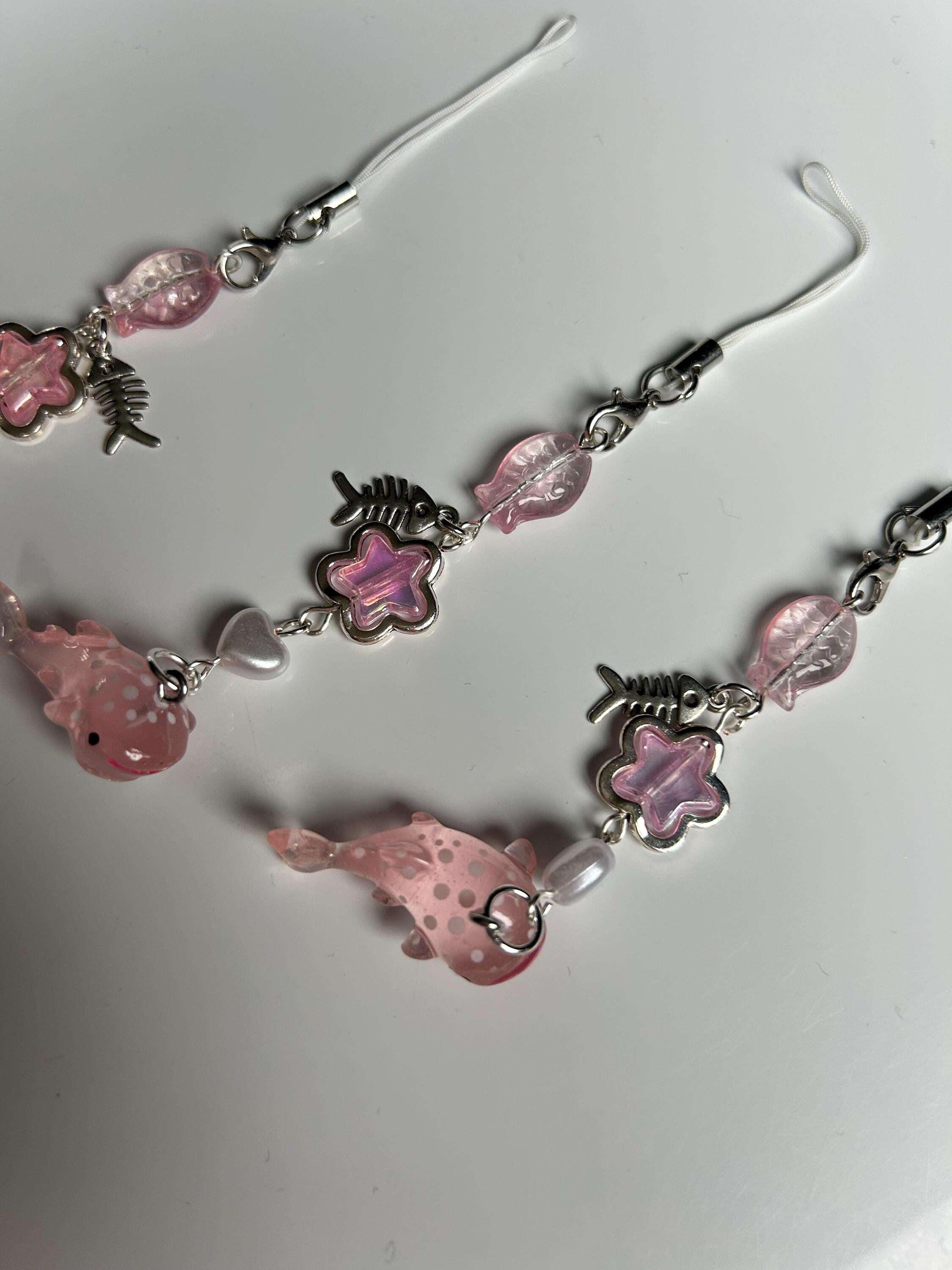 HANDMADE Cute New Pink Kawaii Whale Shark Phone Charms - Beadsbylillixx