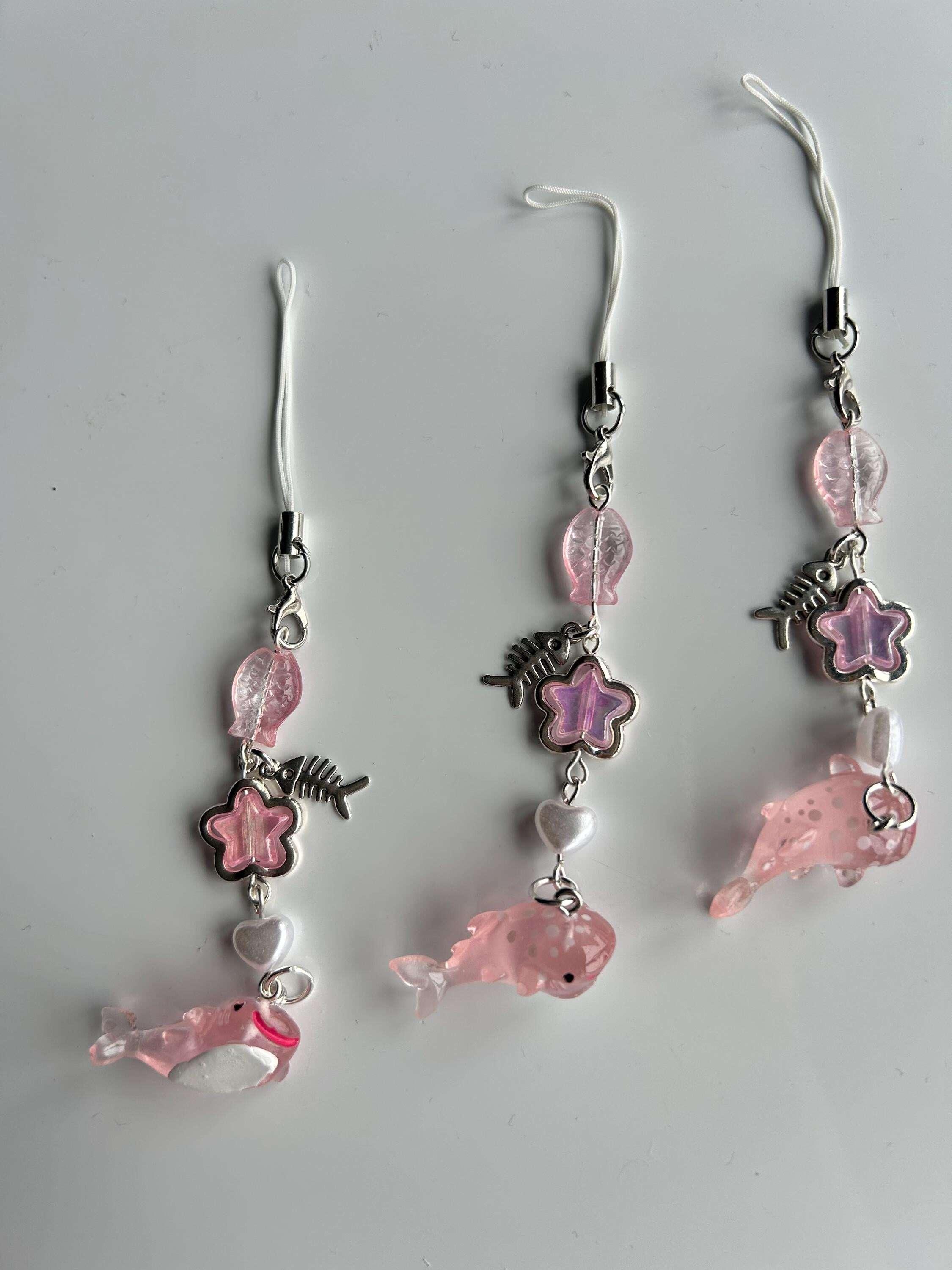 HANDMADE Cute New Pink Kawaii Whale Shark Phone Charms - Beadsbylillixx