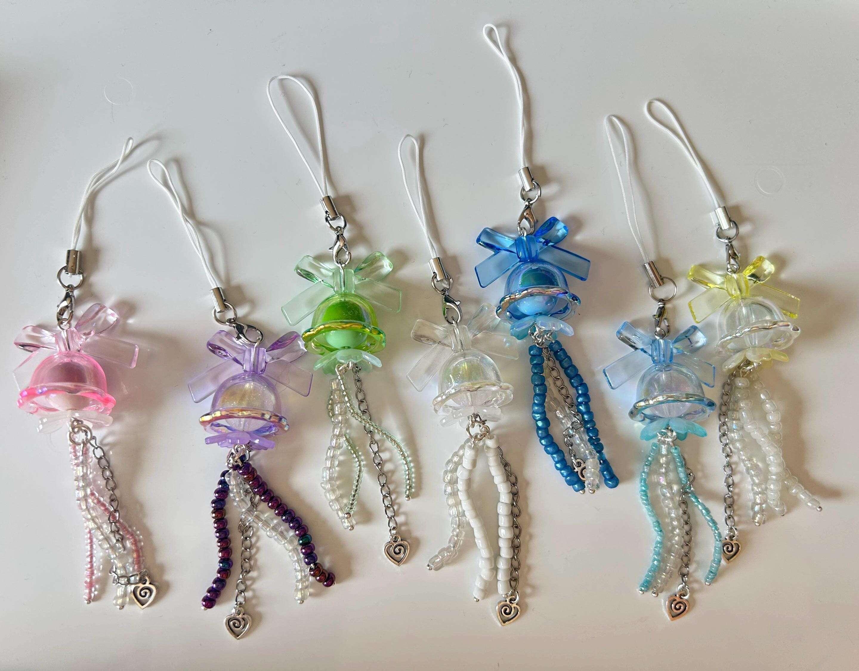 HANDMADE Cute Pastel Bow Jellyfish Phone Charms - Beadsbylillixx