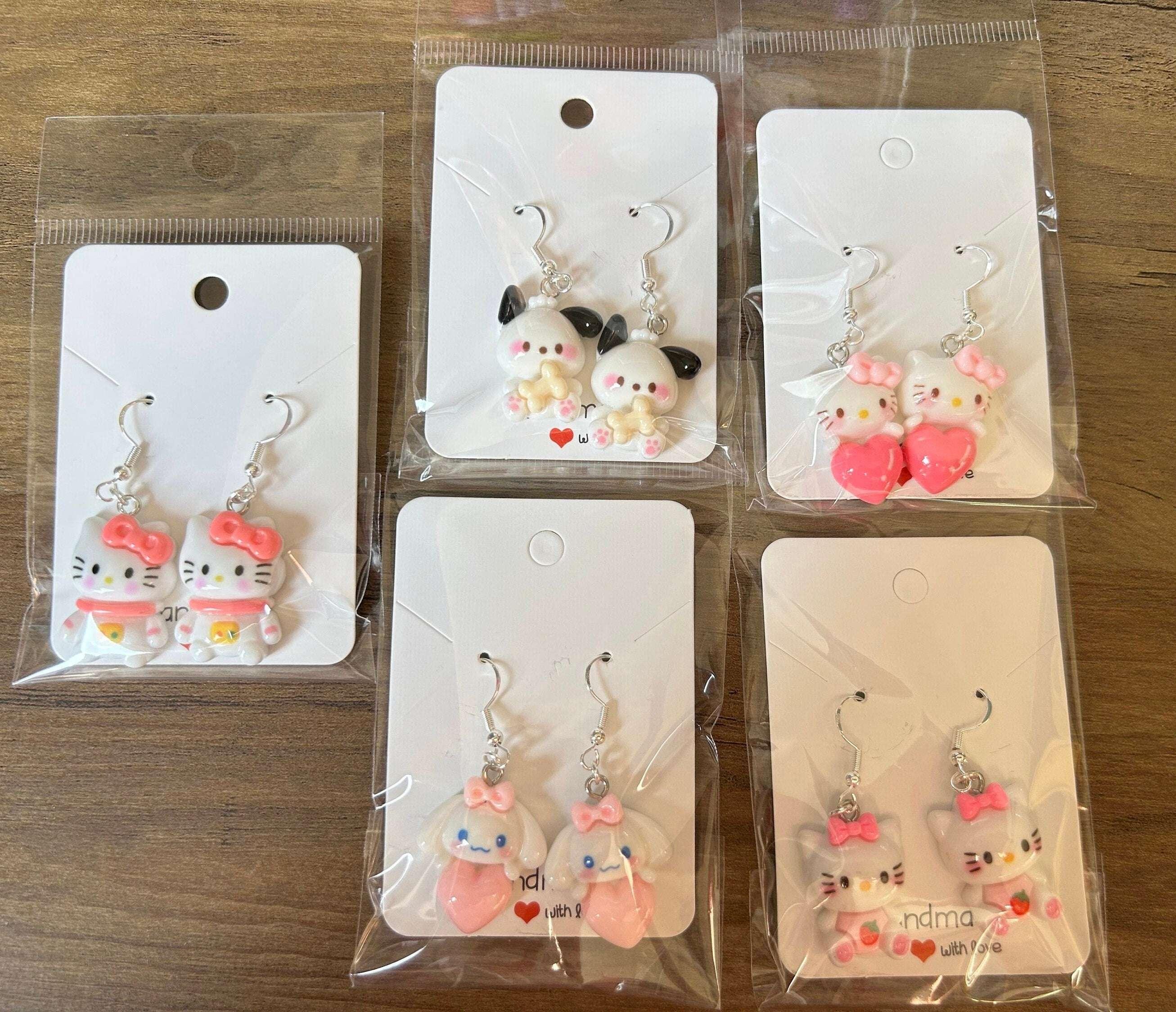 Handmade Cute Sanrio Themed Charm Sterling Silver Earrings - Beadsbylillixx