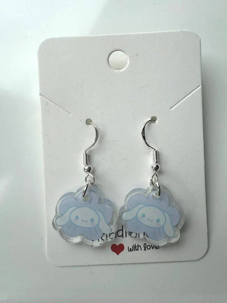 Handmade Cute Sanrio Themed Cinnamoroll and pochacco Sterling Silver Earrings Beadsbylillixx
