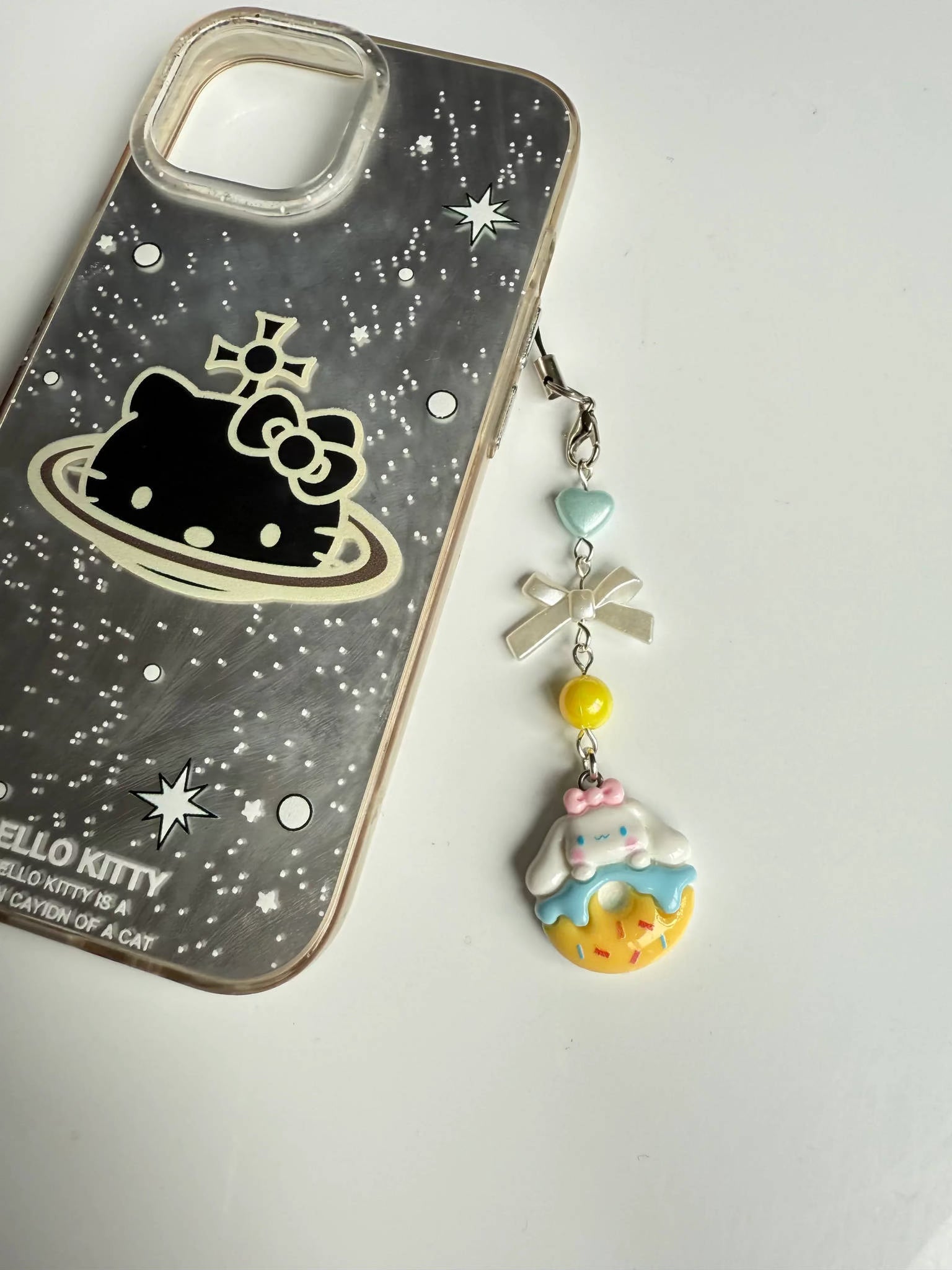 Handmade Cute Sanrio themed food Phone charms, beaded accessories, Hk, My Mld, kuromi, kawaii phone charm Beadsbylillixx