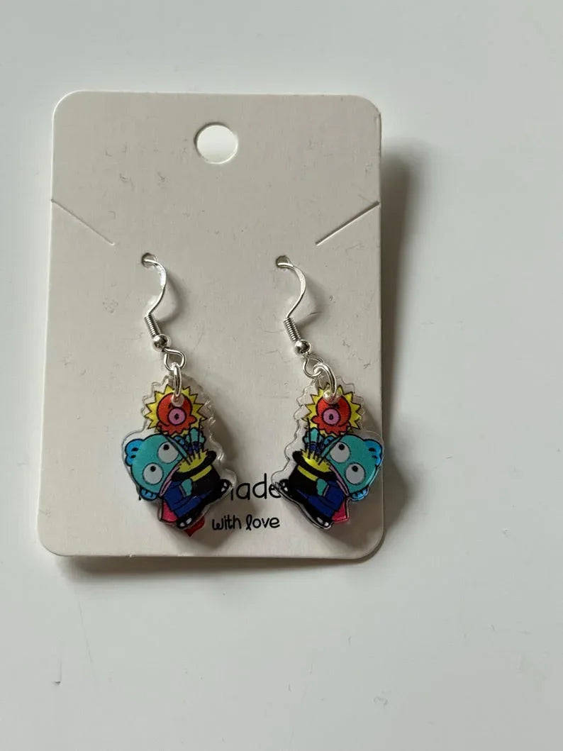 Handmade Cute Sanrio Themed Hangyodon Sterling Silver Earrings Beadsbylillixx