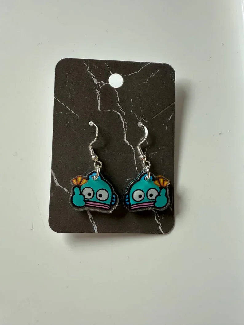 Handmade Cute Sanrio Themed Hangyodon Sterling Silver Earrings Beadsbylillixx