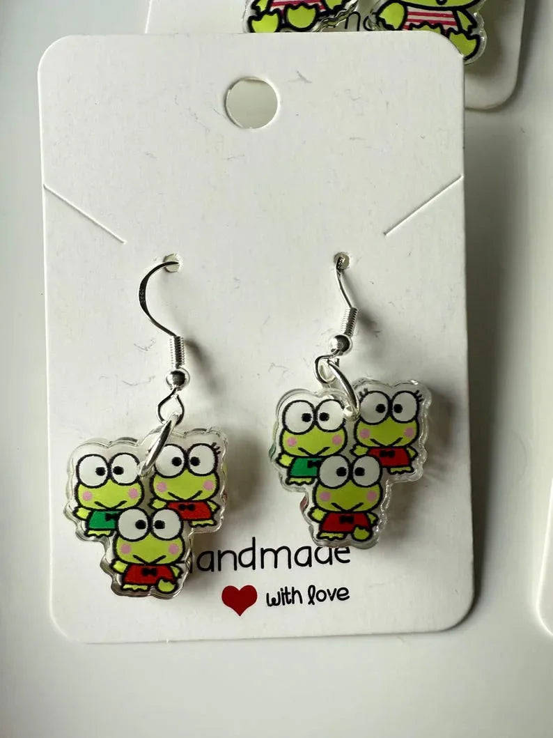 Handmade Cute Sanrio Themed Keroppi Sterling Silver Earrings Beadsbylillixx