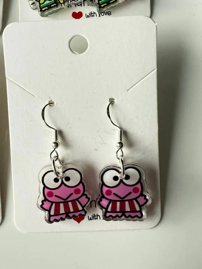 Handmade Cute Sanrio Themed Keroppi Sterling Silver Earrings Beadsbylillixx