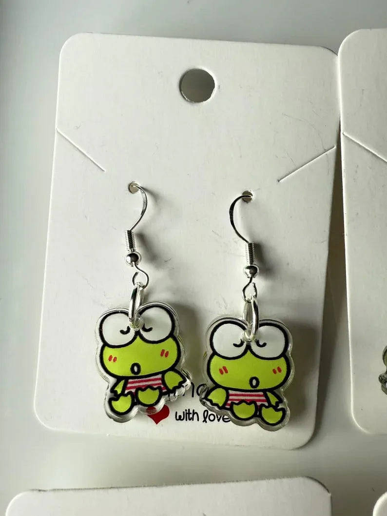 Handmade Cute Sanrio Themed Keroppi Sterling Silver Earrings Beadsbylillixx