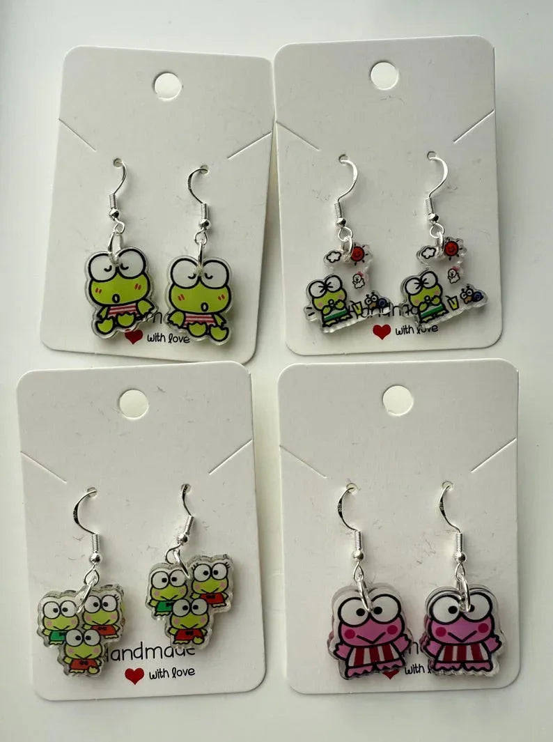 Handmade Cute Sanrio Themed Keroppi Sterling Silver Earrings Beadsbylillixx