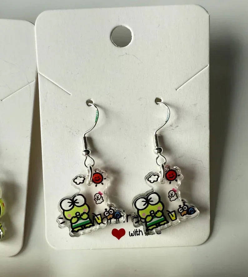 Handmade Cute Sanrio Themed Keroppi Sterling Silver Earrings Beadsbylillixx