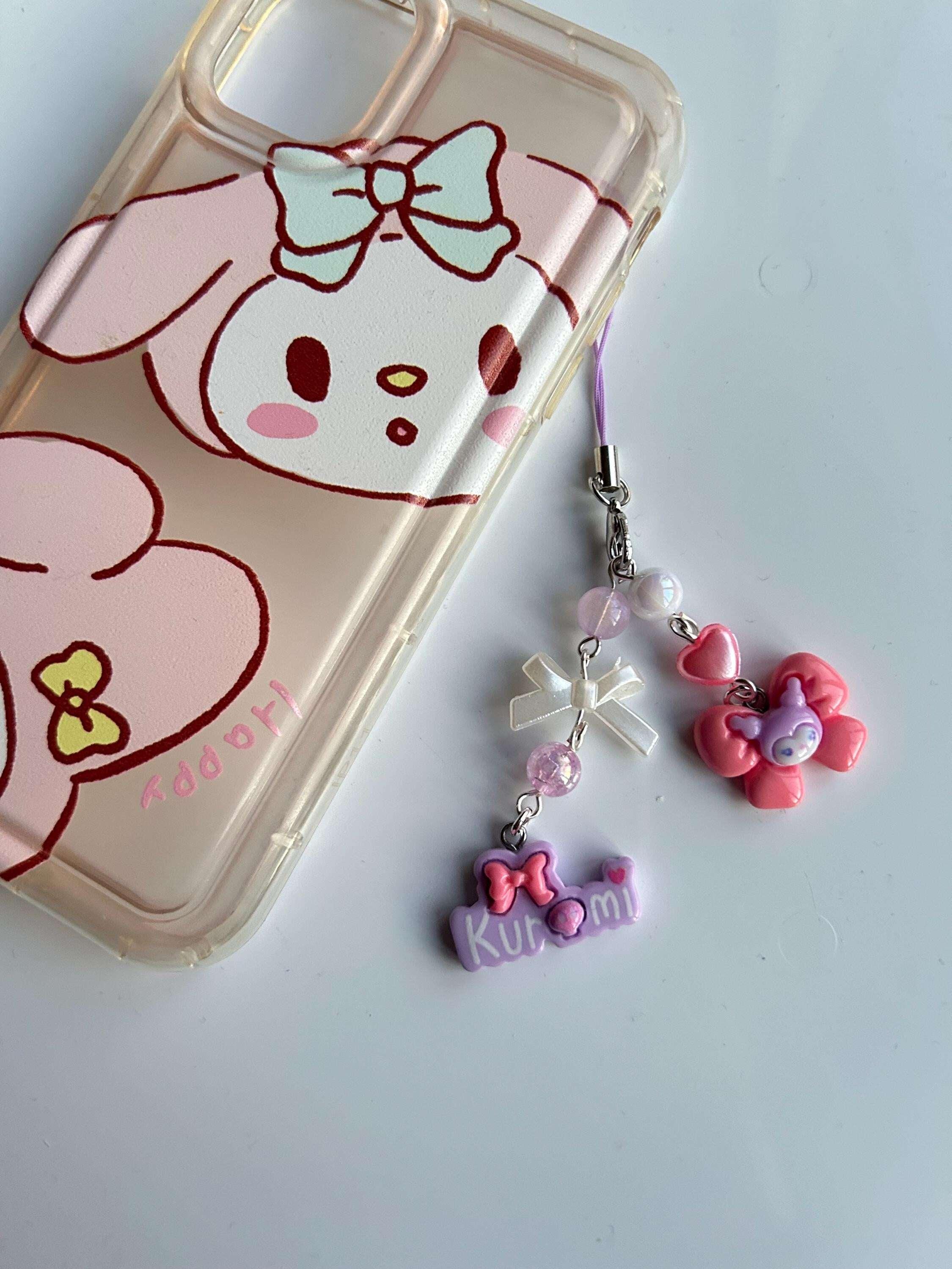 HANDMADE Cute Sanrio Themed Kuromi Bow Phone Charm - Beadsbylillixx