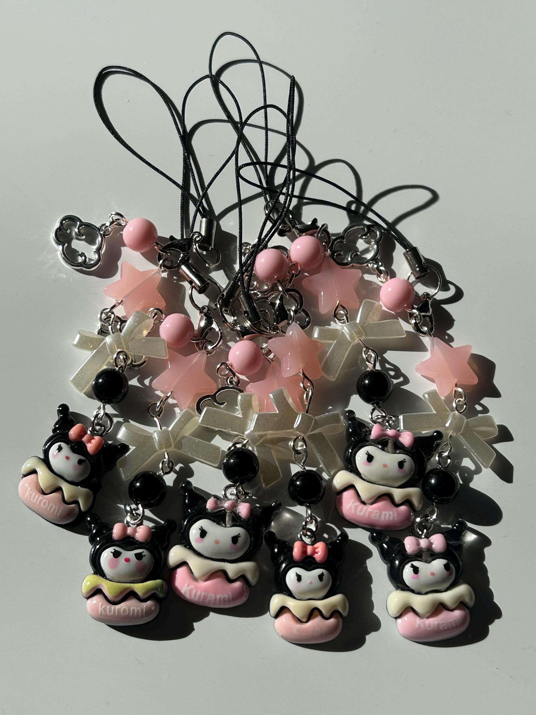 HANDMADE Cute Sanrio Themed Kuromi Jar Phone Charm - Beadsbylillixx