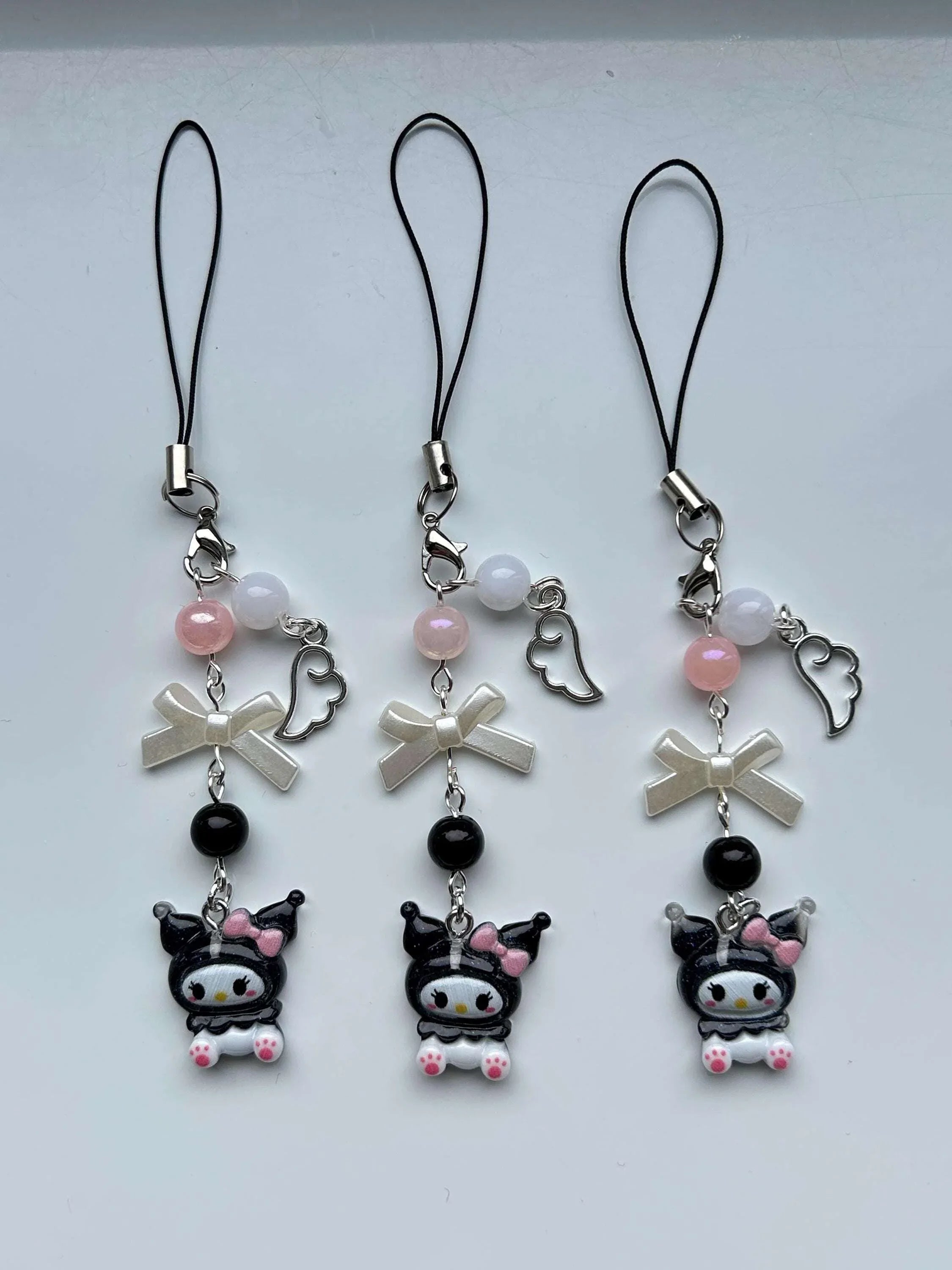 HANDMADE Cute Sanrio Themed Kuromi Phone Charm - Beadsbylillixx