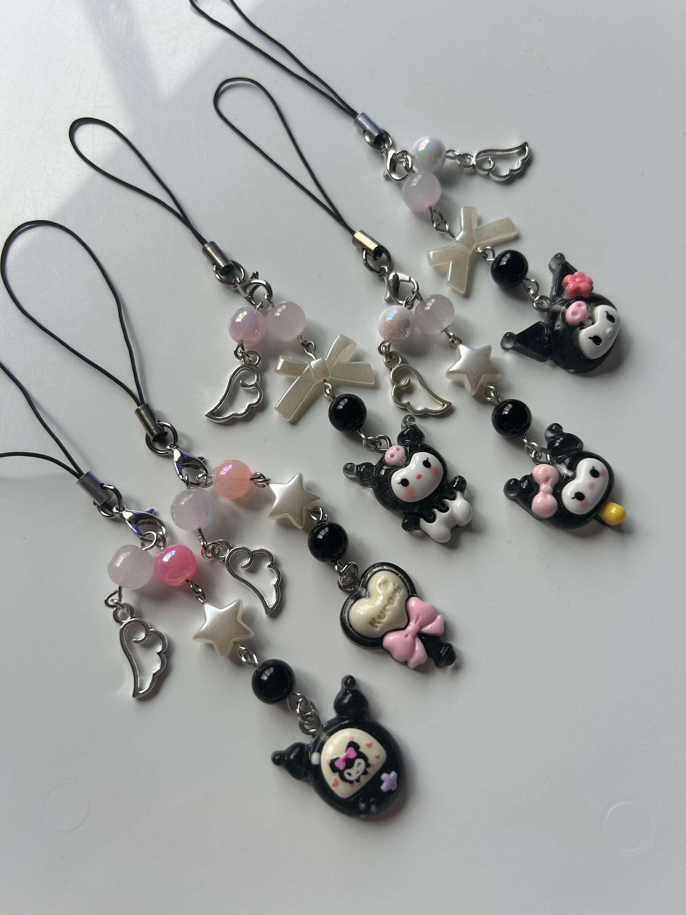 HANDMADE Cute Sanrio Themed Kuromi Phone Charm - Beadsbylillixx