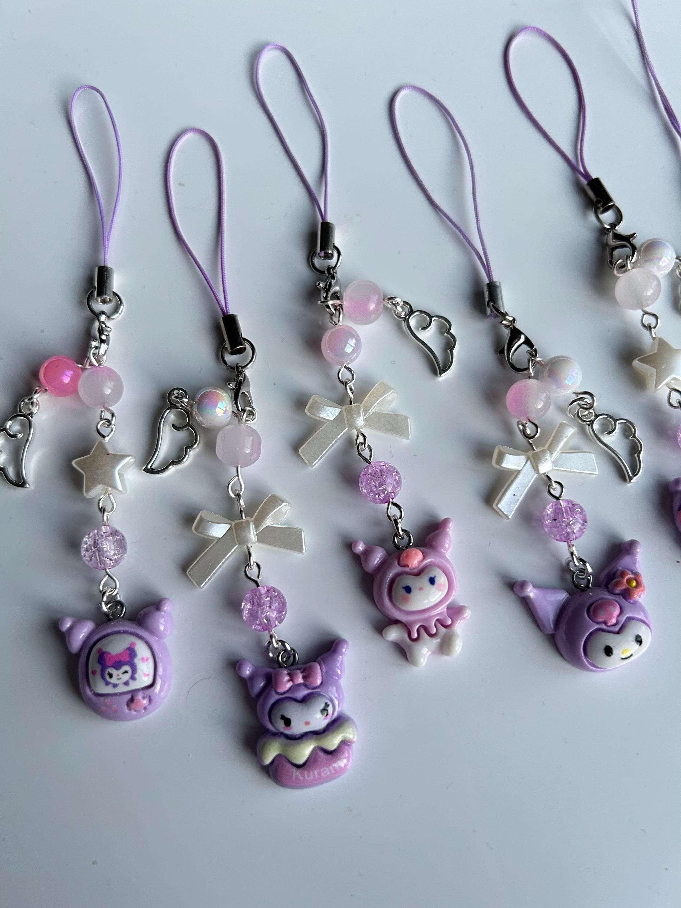 HANDMADE Cute Sanrio Themed Kuromi Phone Charm - Beadsbylillixx