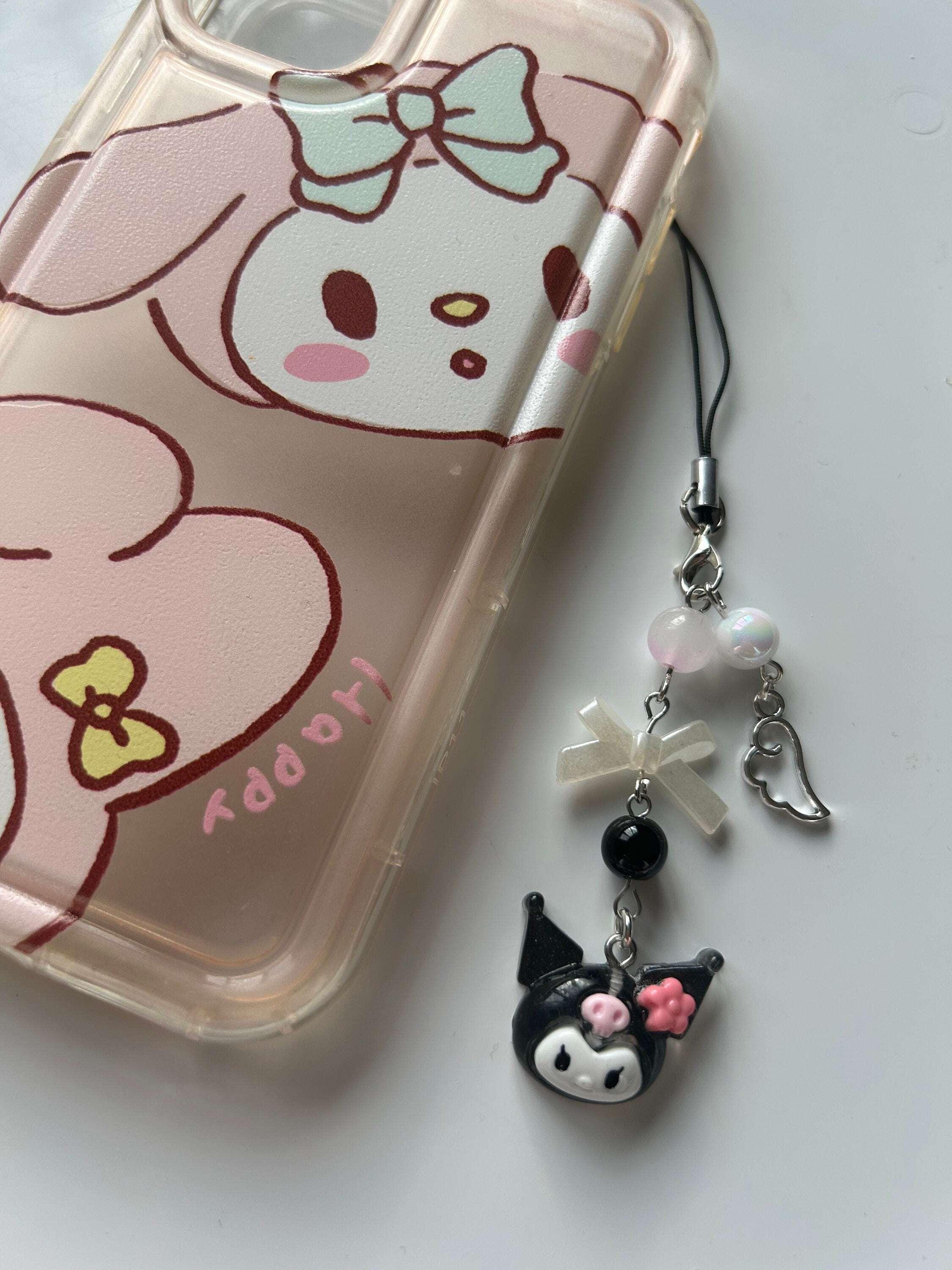 HANDMADE Cute Sanrio Themed Kuromi Phone Charm - Beadsbylillixx