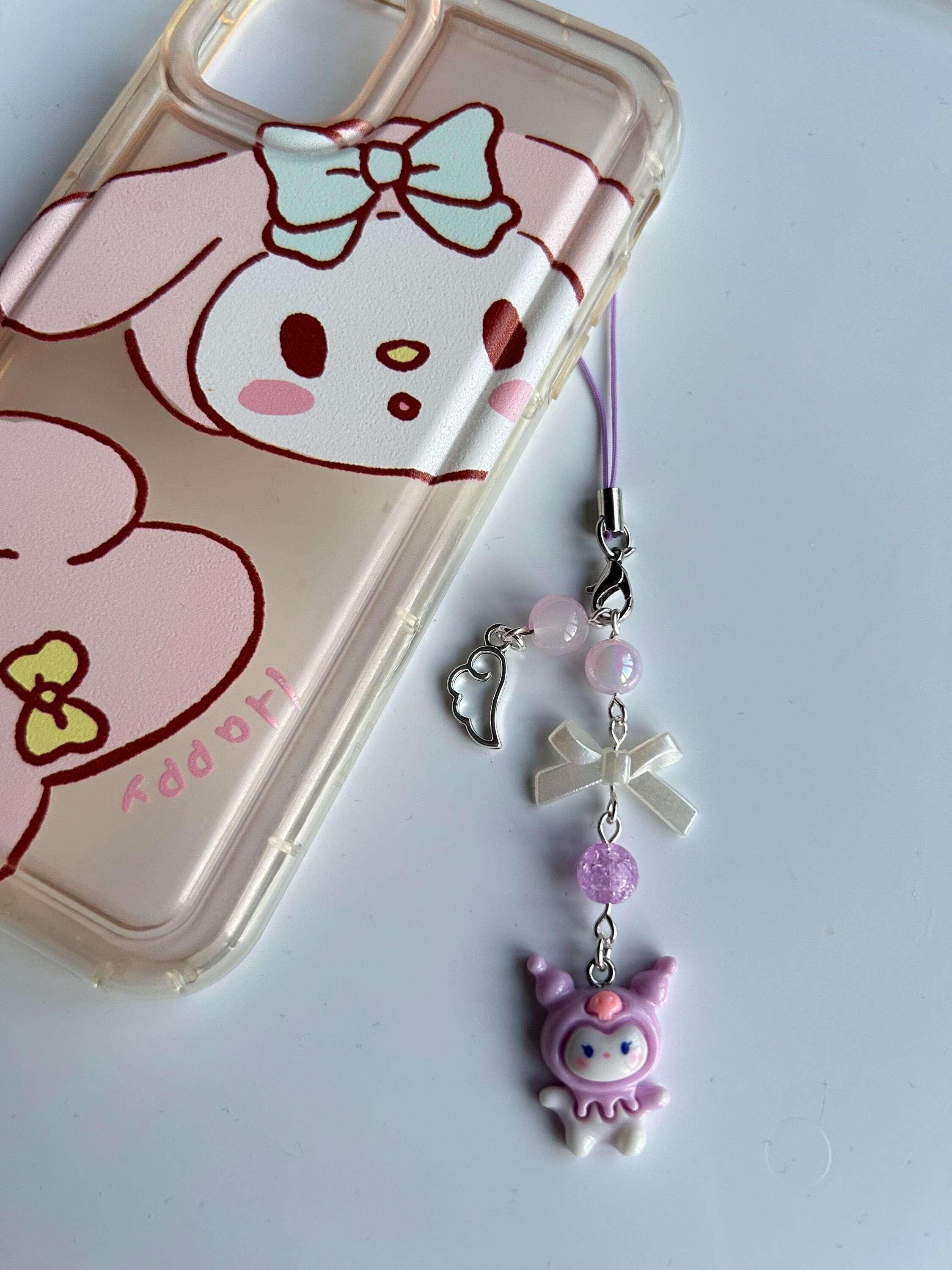 HANDMADE Cute Sanrio Themed Kuromi Phone Charm - Beadsbylillixx