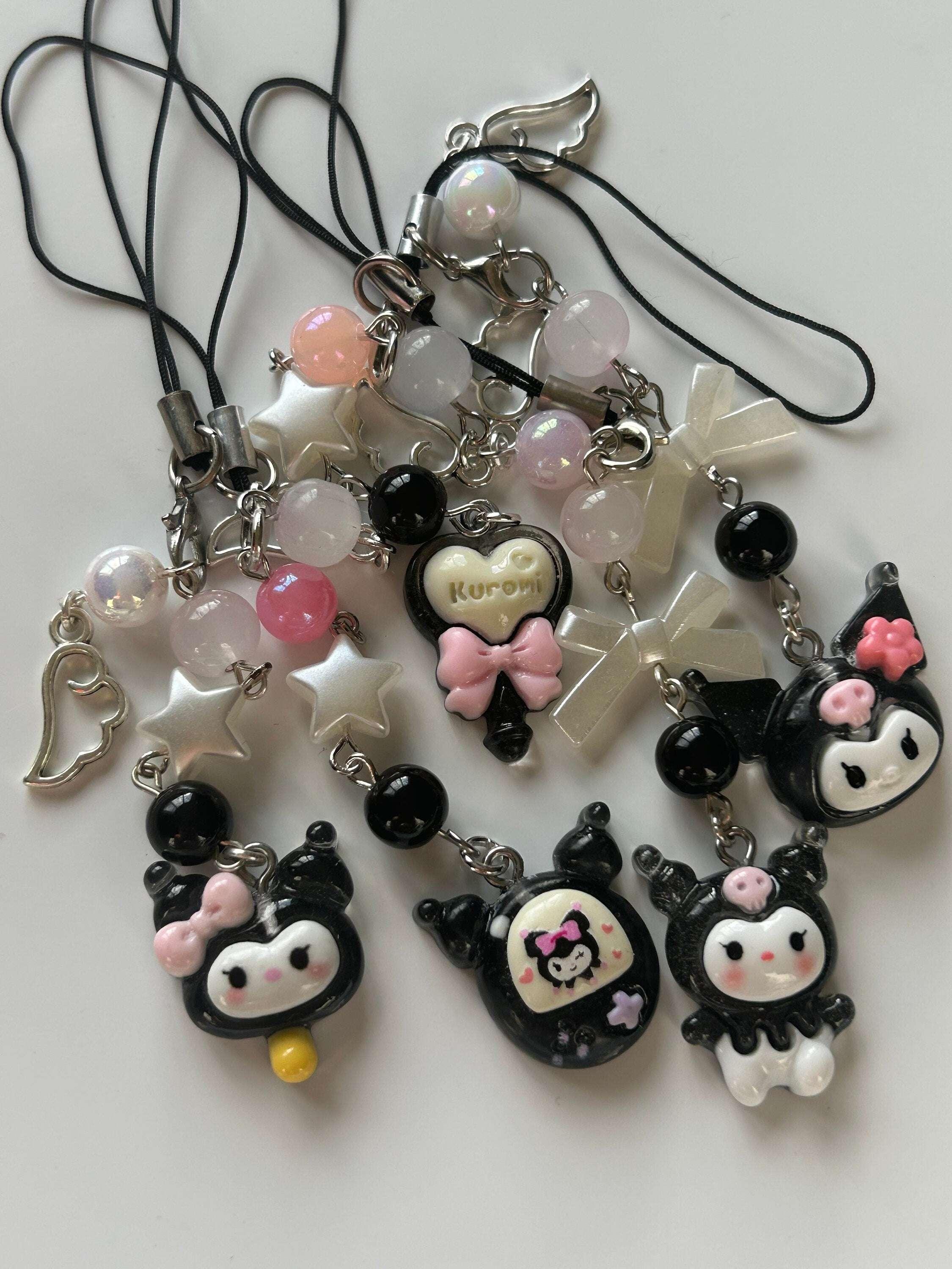 HANDMADE Cute Sanrio Themed Kuromi Phone Charm - Beadsbylillixx