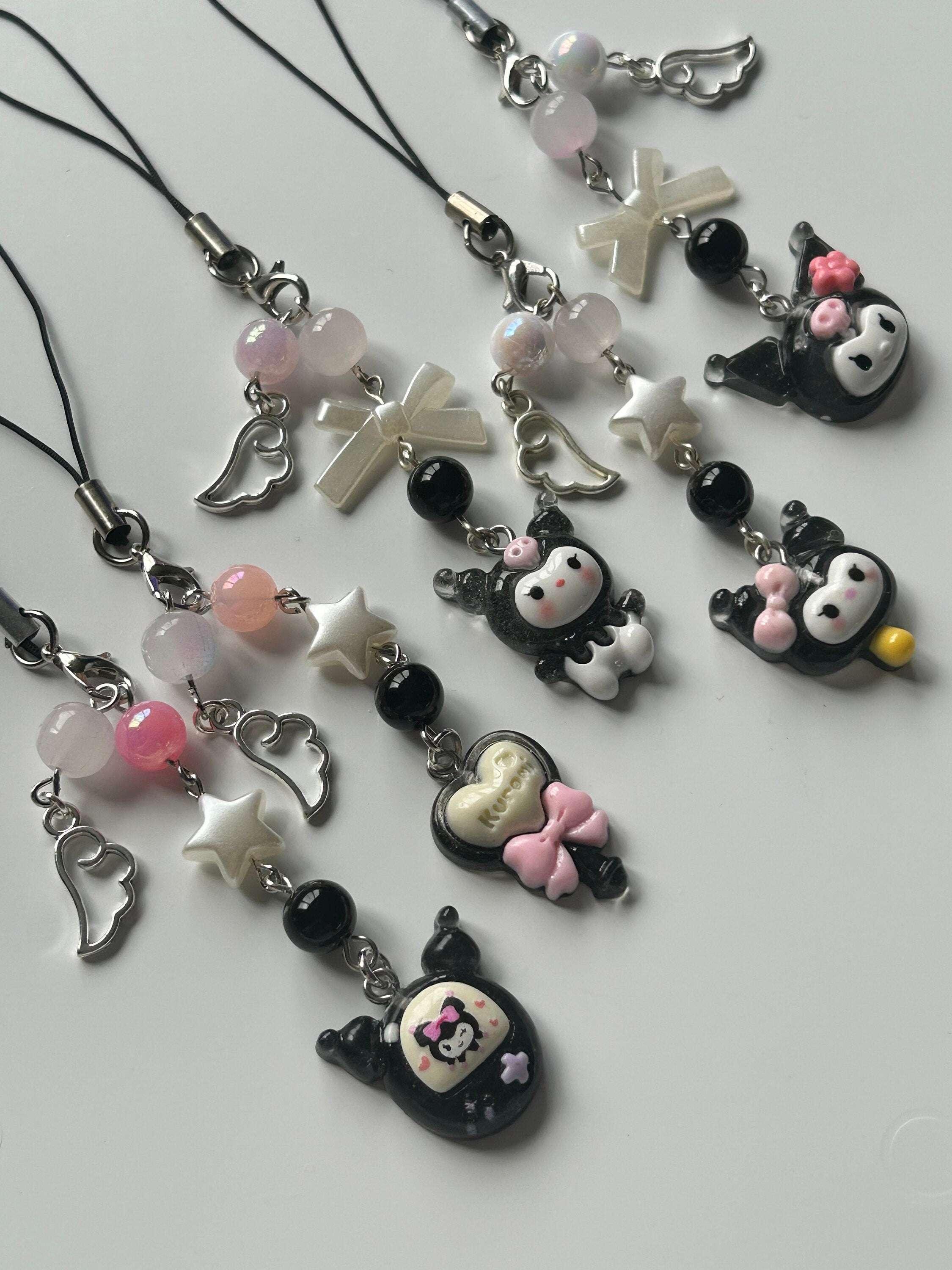 HANDMADE Cute Sanrio Themed Kuromi Phone Charm - Beadsbylillixx