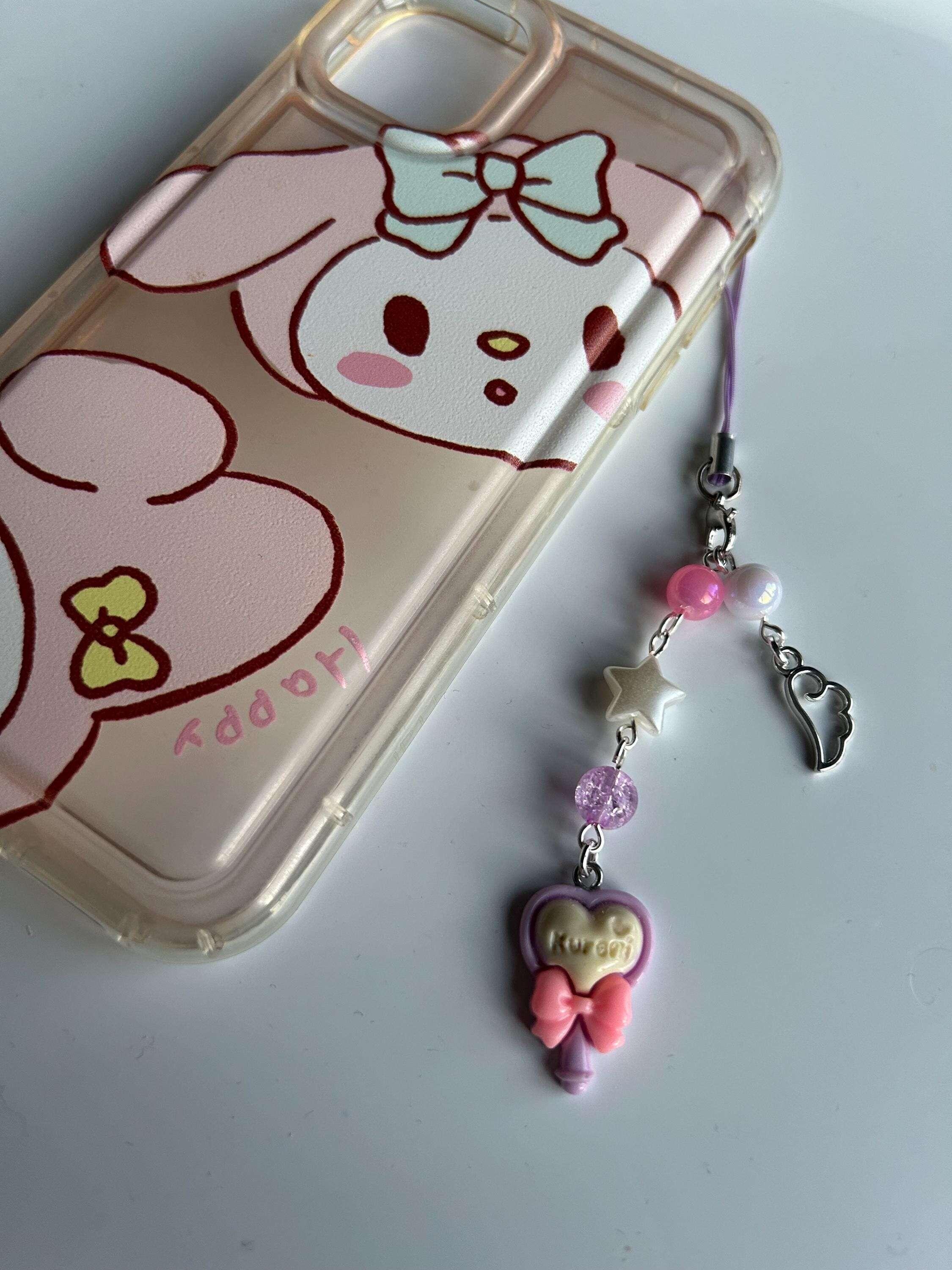 HANDMADE Cute Sanrio Themed Kuromi Phone Charm - Beadsbylillixx