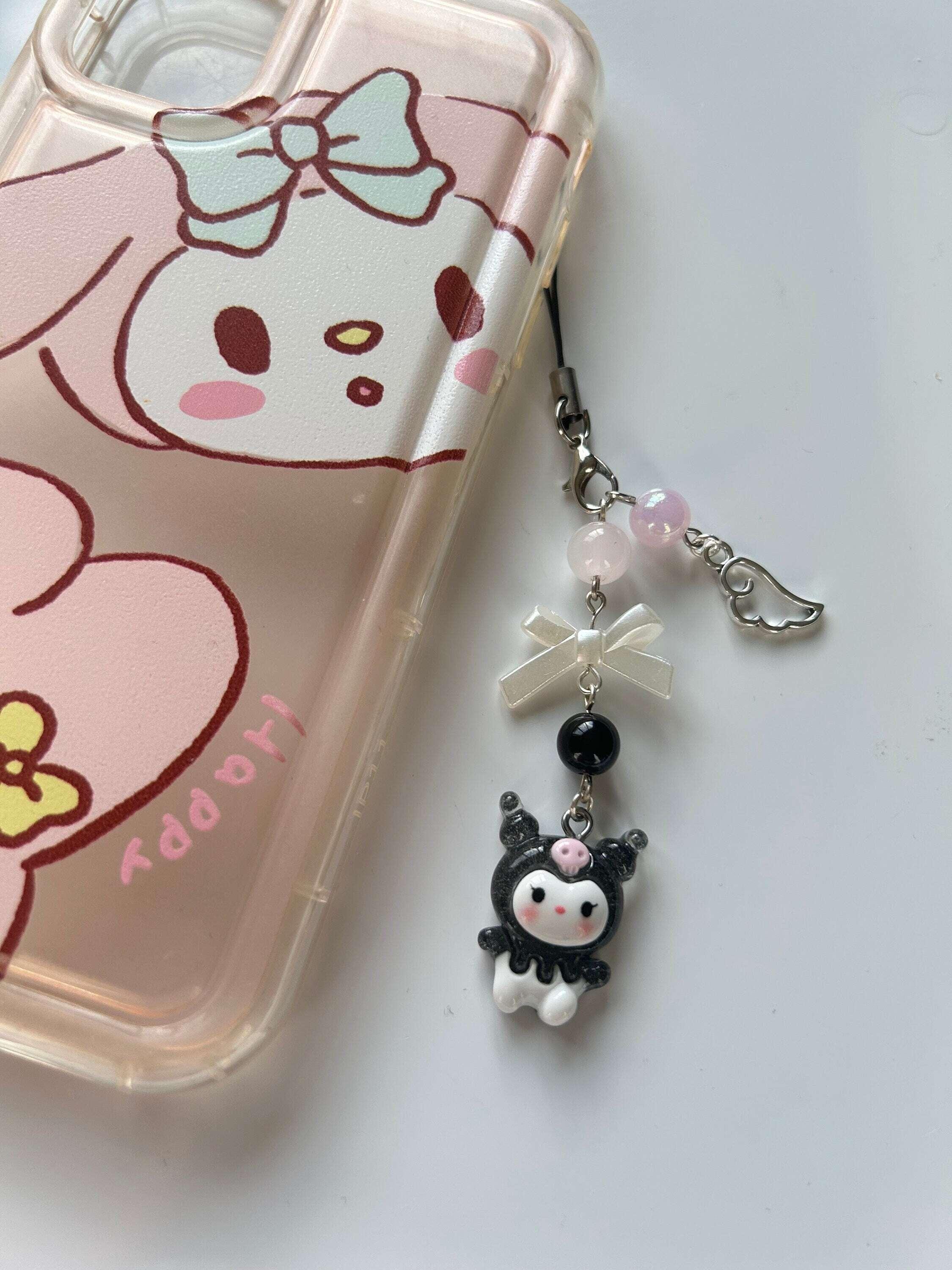 HANDMADE Cute Sanrio Themed Kuromi Phone Charm - Beadsbylillixx