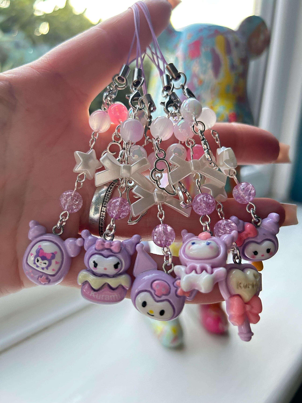HANDMADE Cute Sanrio Themed Kuromi Phone Charm - Beadsbylillixx