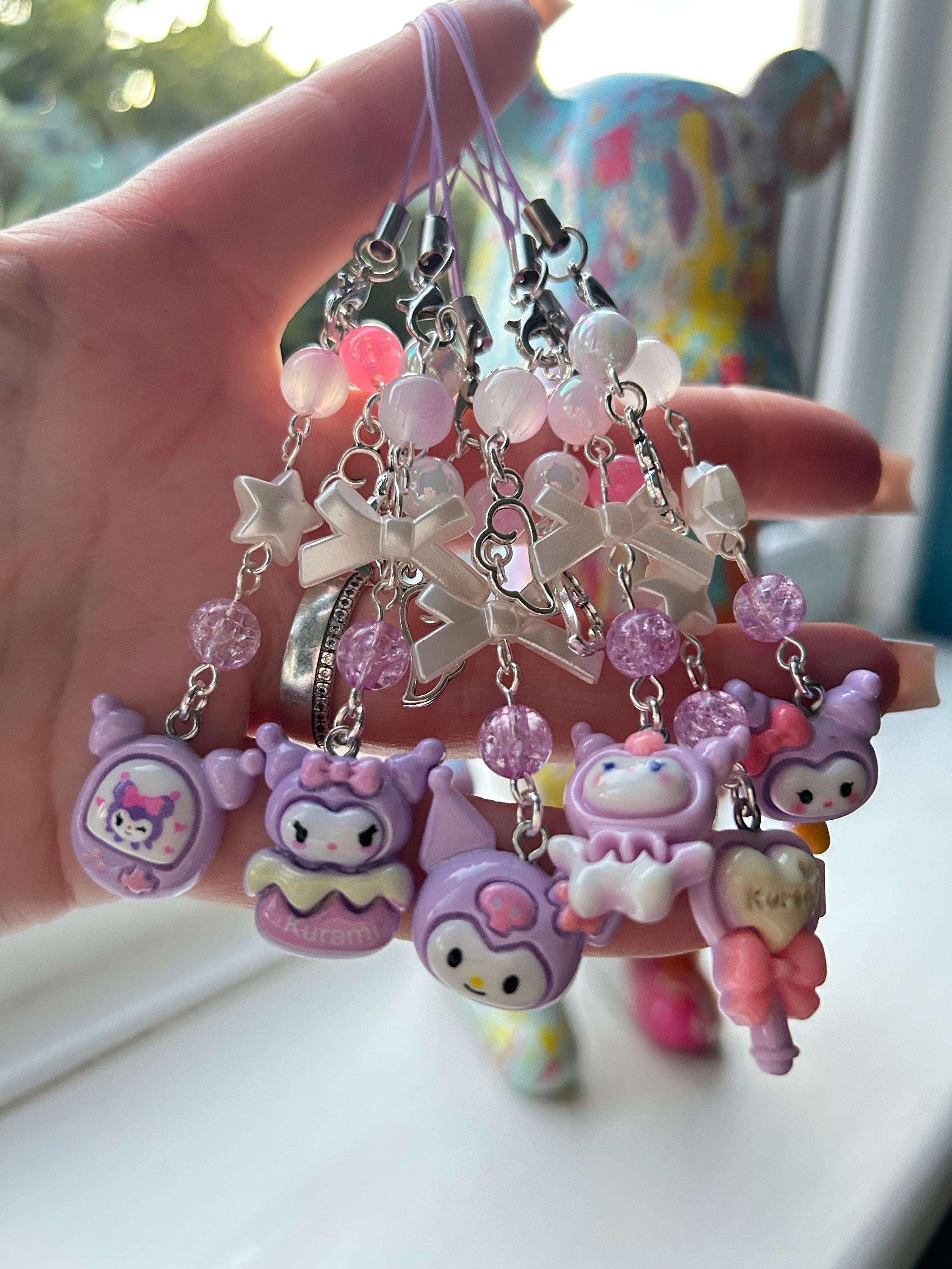 HANDMADE Cute Sanrio Themed Kuromi Phone Charm - Beadsbylillixx