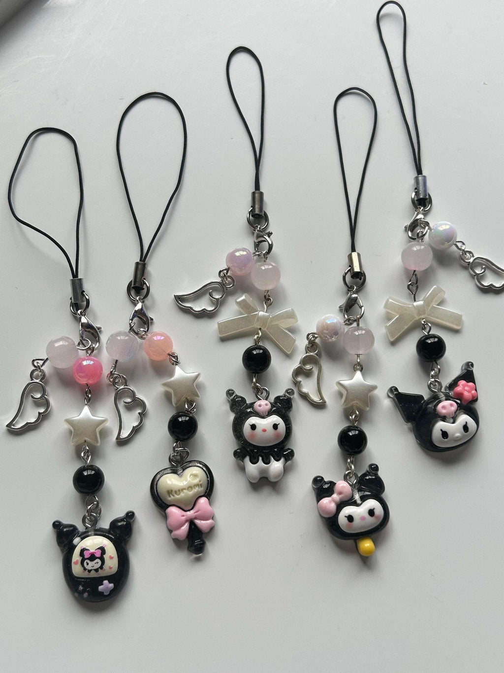 HANDMADE Cute Sanrio Themed Kuromi Phone Charm - Beadsbylillixx