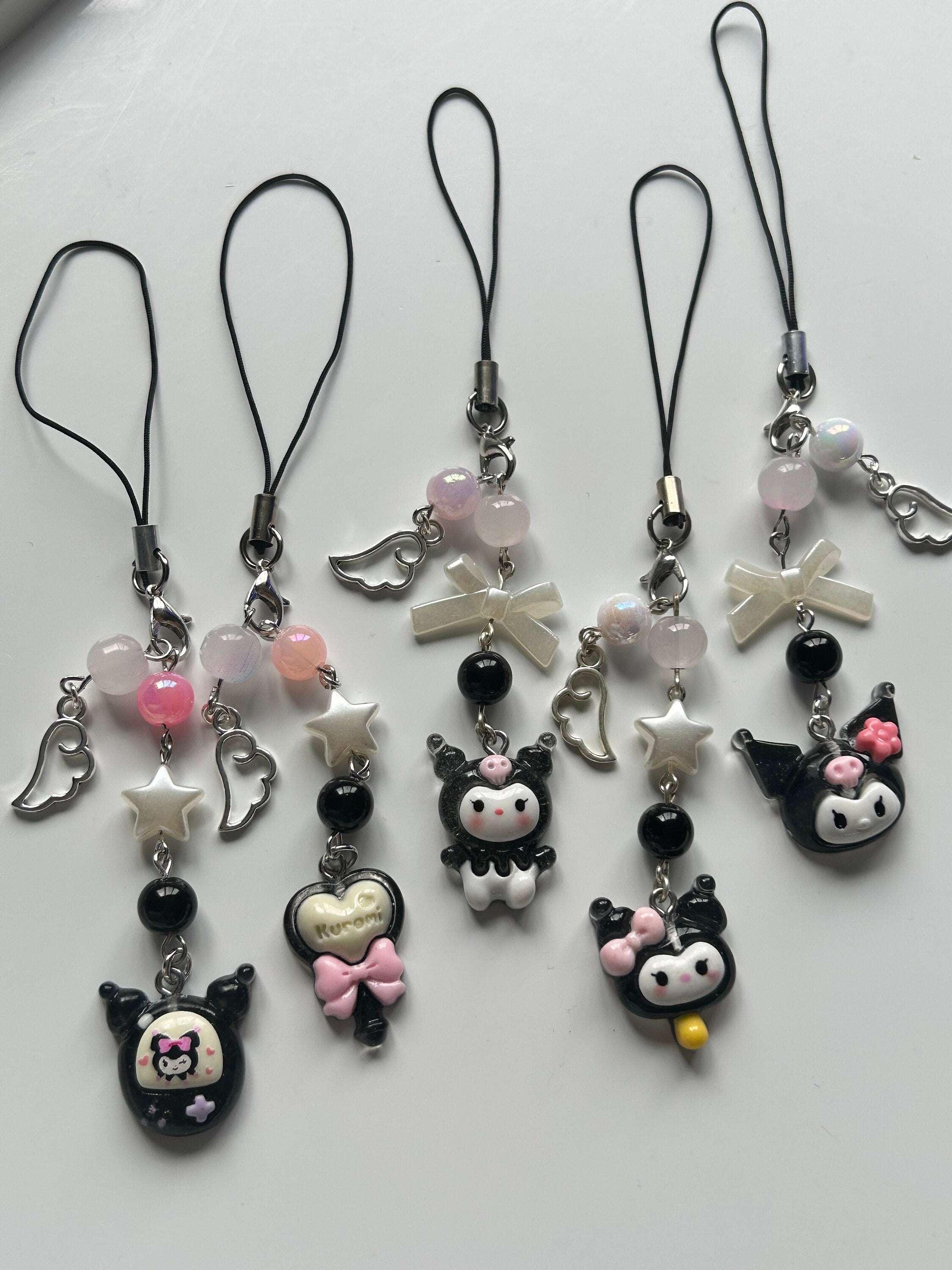 HANDMADE Cute Sanrio Themed Kuromi Phone Charm - Beadsbylillixx